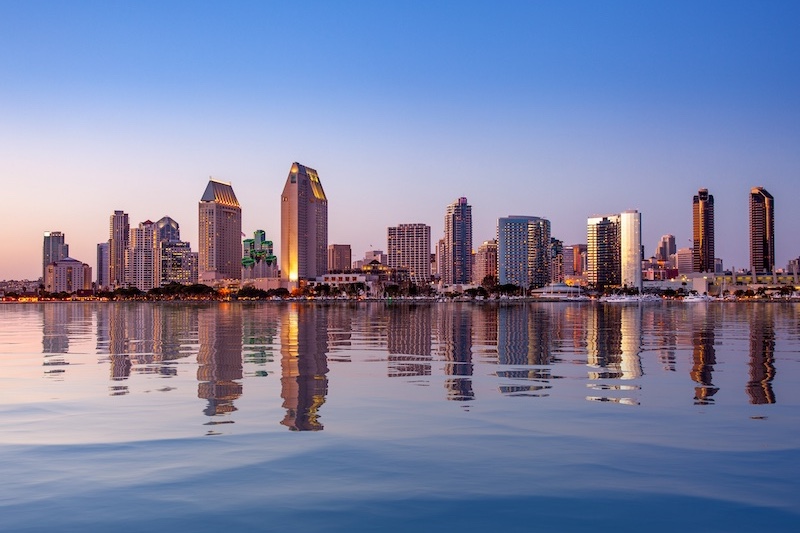 San Diego Skyline at sunset from Coronado